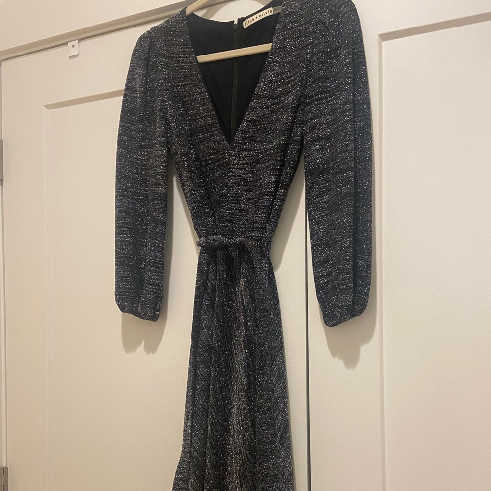 Alice and Olivia silver and black dress.